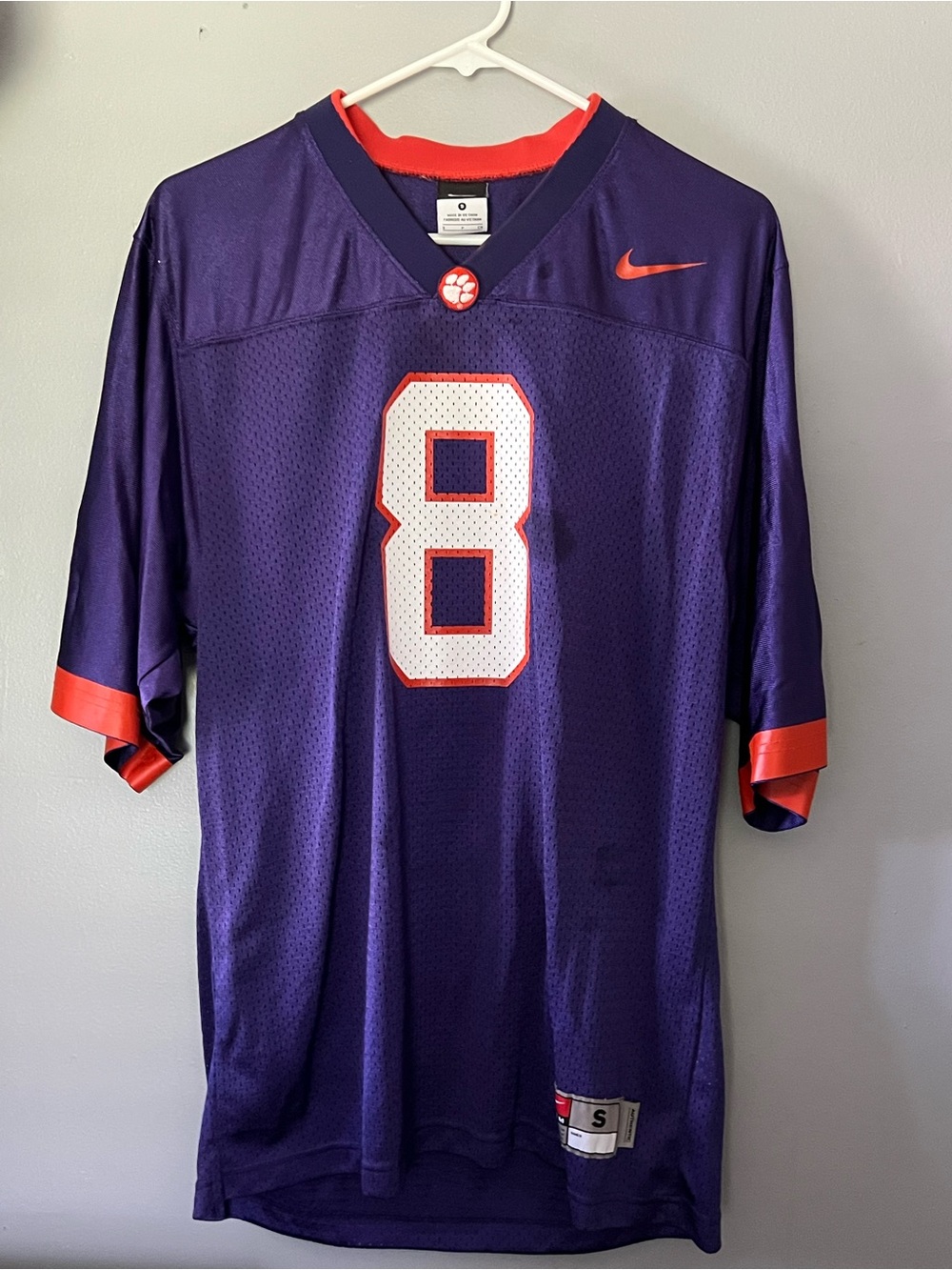Nike Clemson Tigers Football Jersey Small Purple #8 Team Authentic Printed